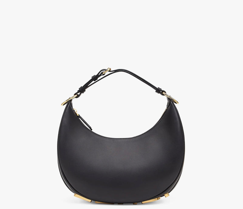 Fendi Fendigraphy Black Leather Hobo Small