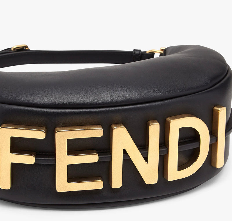 Fendi Fendigraphy Black Leather Hobo Small