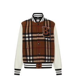 Burberry Plaid and Leather Classic Varsity Jacket