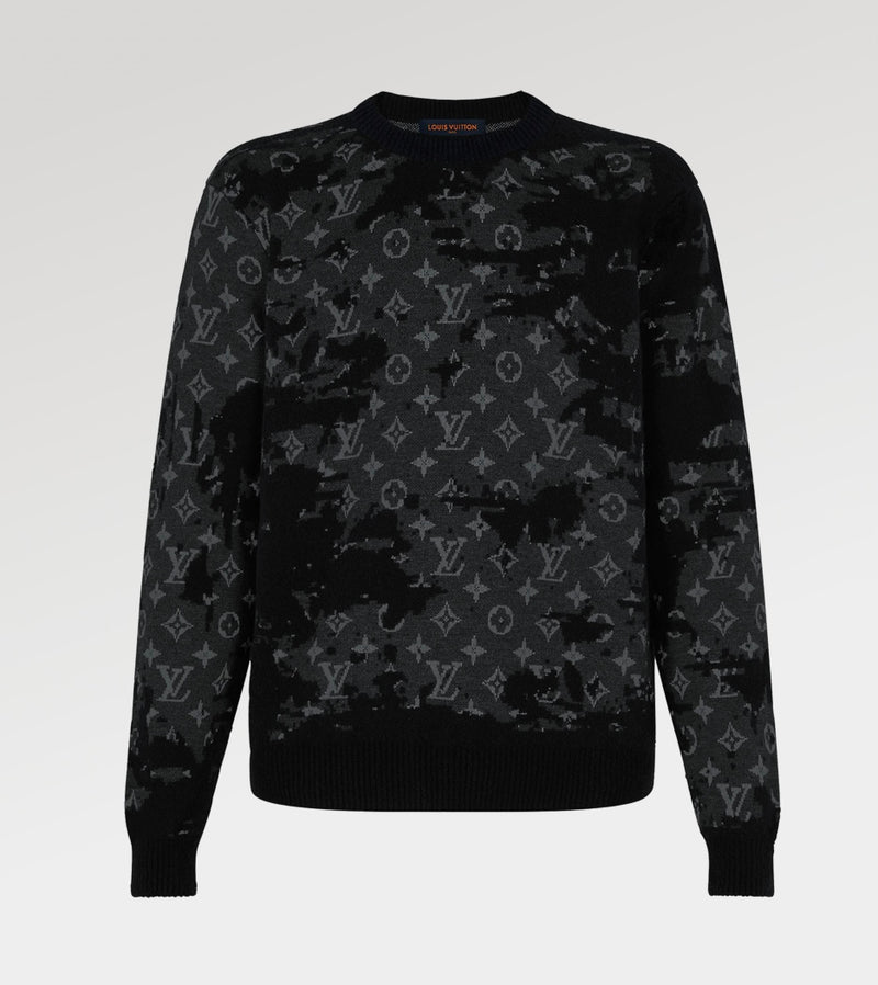 LV Monogram Camo Distressed Crewneck