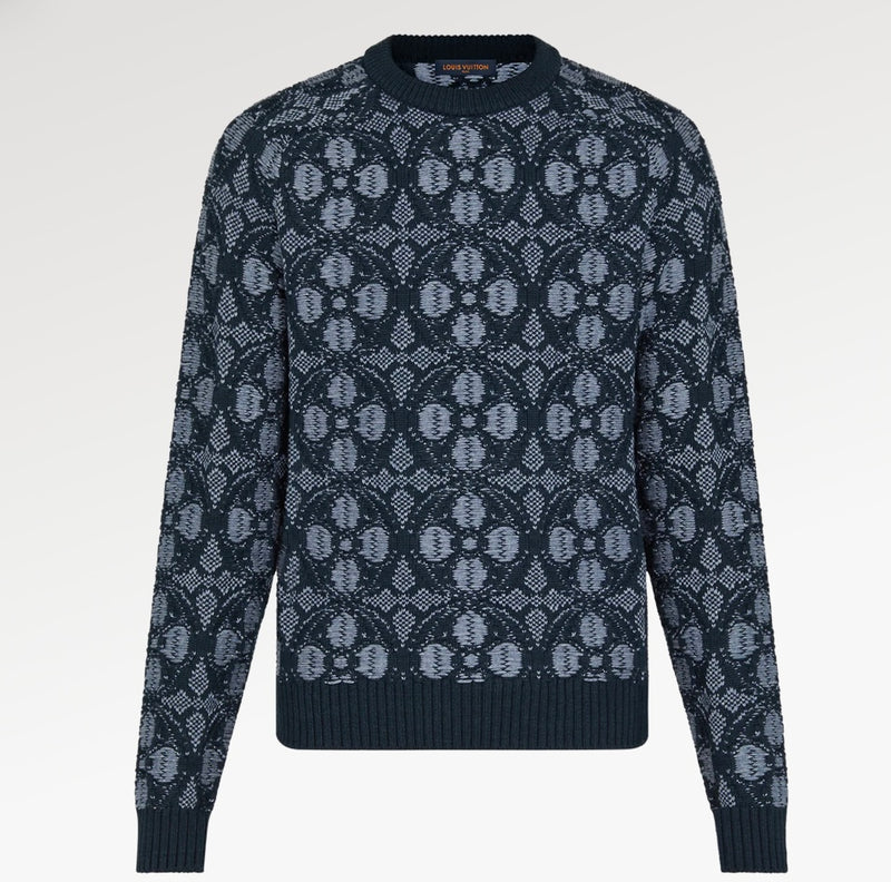 Flower Jacquard Crewneck Sweater