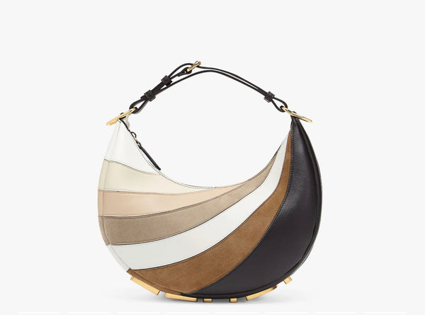 Fendi Fendigraphy Small Beige and Brown Inlay Hobo